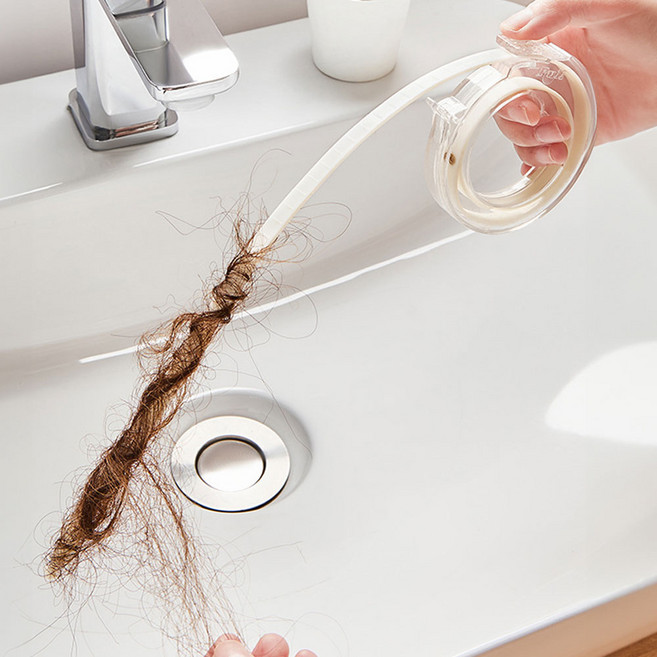 BuonVezzo 하수구 세면대 머리카락 제거기 (1+1), 화이트 2개, 화이트 2개