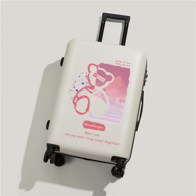 핑크주 베어 곰돌이 캐릭터 중대형 하드 캐리어
