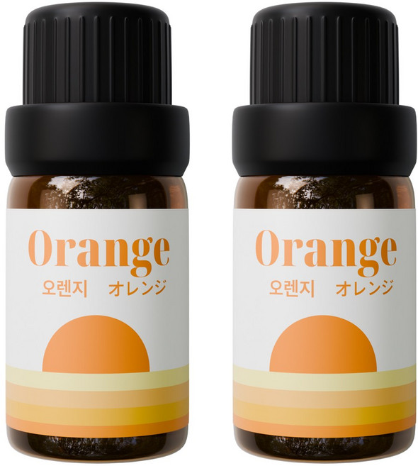 1+1 천연 유기농 아로마오일 에센셜오일, 유기농 오렌지오일, 5ml, 2개