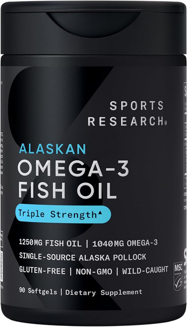 스포츠리서치 1040mg 오메가-3 피쉬 오일 트리플 스트렝스 소프트젤, 90정, 1개