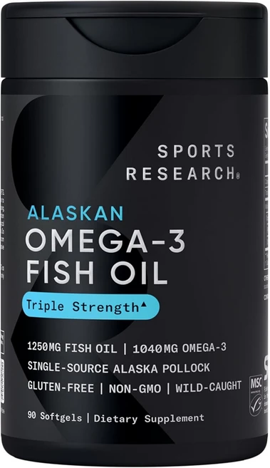 스포츠리서치 1040mg 오메가-3 피쉬 오일 트리플 스트렝스 소프트젤, 90정, 1개 - 쿠팡