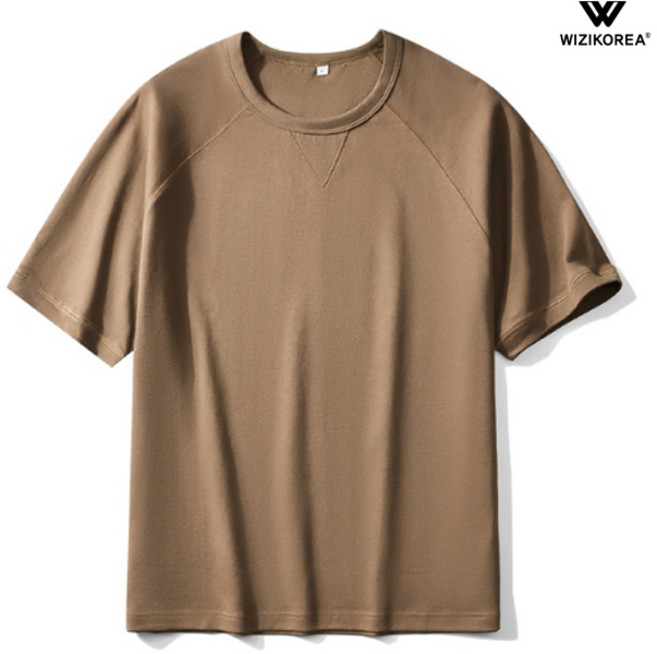 루즈핏 베이직 반팔 티셔츠 오버핏 라운드넥 무지 데일리 티 WI055T