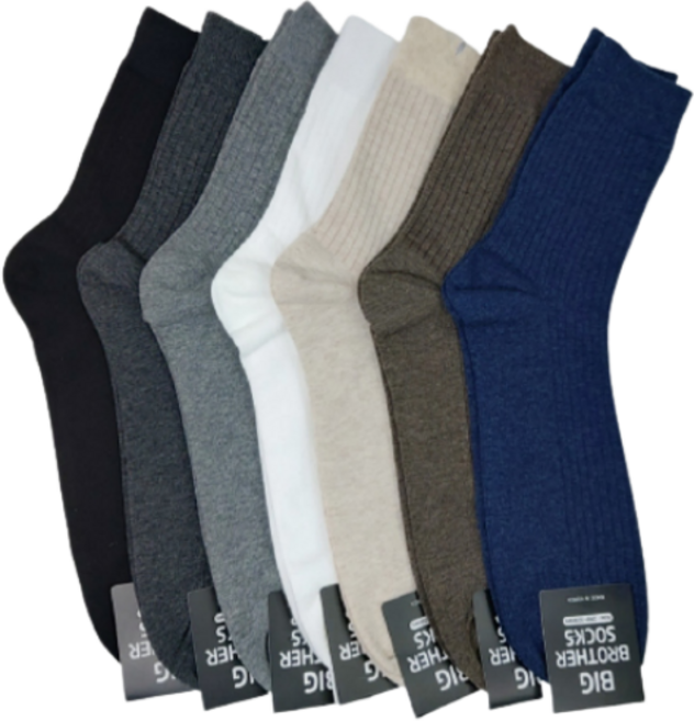 남성 빅사이즈 골지 중목 면 양말 7켤레