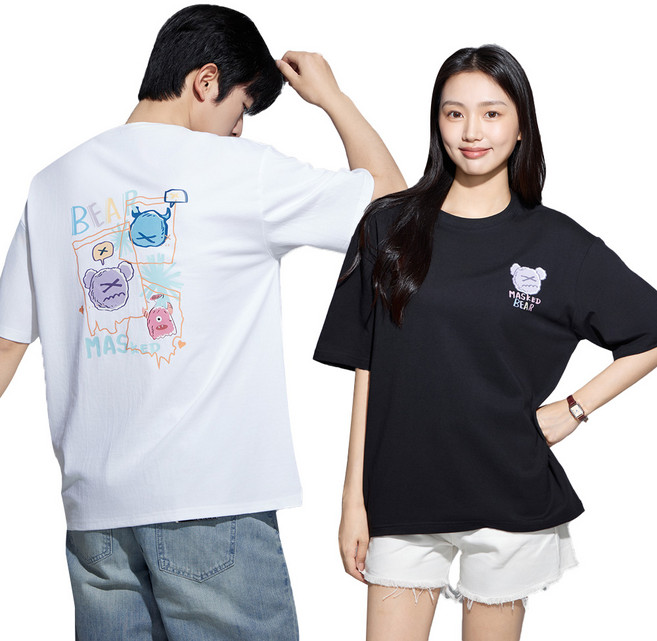 엘라운지 1+1 남여공용 루즈핏 프린팅 반팔티