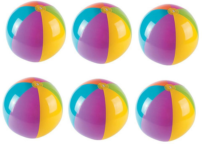 Fun Express - 여름용 밝은 비치 볼 (6개/개) 장난감 공기 주입 여름 6피스 143474, Fun Express - 여름용 밝은 비치 볼 (6개/