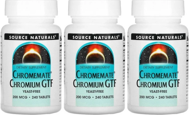 소스내추럴스 Chromemat 크롬 GTF 200mcg 240정 3병 크롬메이트크로뮴, 소스 내추럴스 크로메이트 크로뮴 GTF 200mcg 2, 3개 - 쿠팡