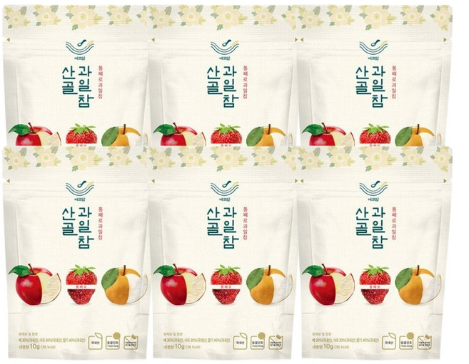에코맘의산골이유식 산골 과일참 통째로 과일칩, 10g, 6개