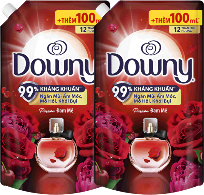 베트남 다우니 고농축 섬유유연제 로즈 리필용, 2개, 1.5L