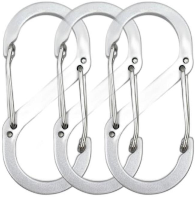 셀링랩 캠핑 S형 카라비너, 3개, 실버