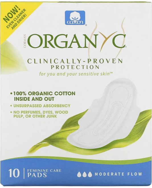 Organyc 유기농 면 생리대 중간 양 10개입, 1개 - 쿠팡