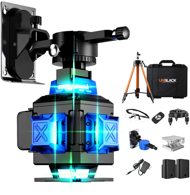 유니블랙 4D 그린 레이저레벨기 수평기 4D 16라인 풀세트 1개, 4D 12라인 풀세트