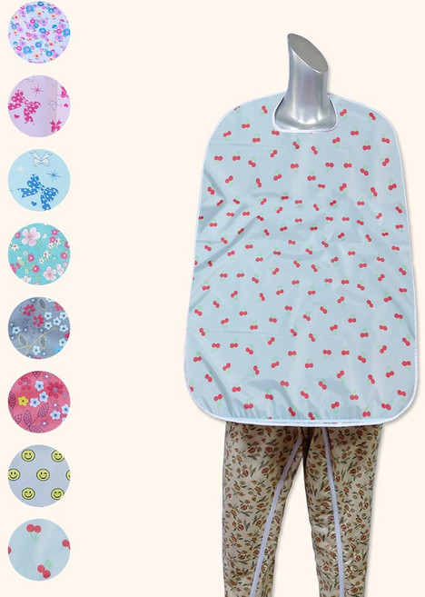 노인 턱받이 성인 앞치마 방수 어른 요양원 환자용 이쁜 간병 식사 8color (레드체리), 레드체리, 1개