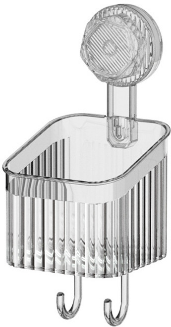 강력 진공 흡착식 욕실 벽걸이 무타공 수납 선반, 1개, 화이트+소형