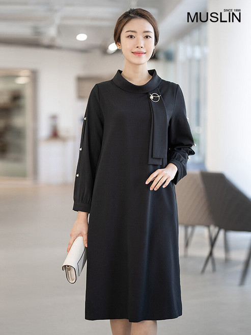 모슬린 엄마옷 진주 소매 원피스 202FGH060 마담/중년여성/빅사이즈/50대/60대