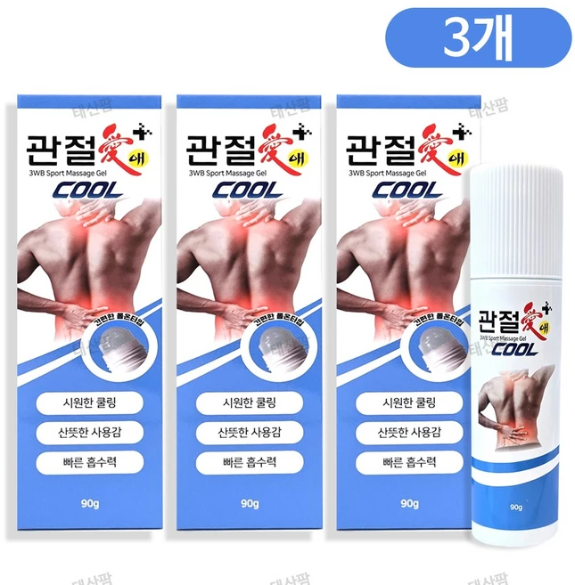 3WB 관절애 쿨 마사지 겔 롤온 타입 90g, 3개 - 쿠팡