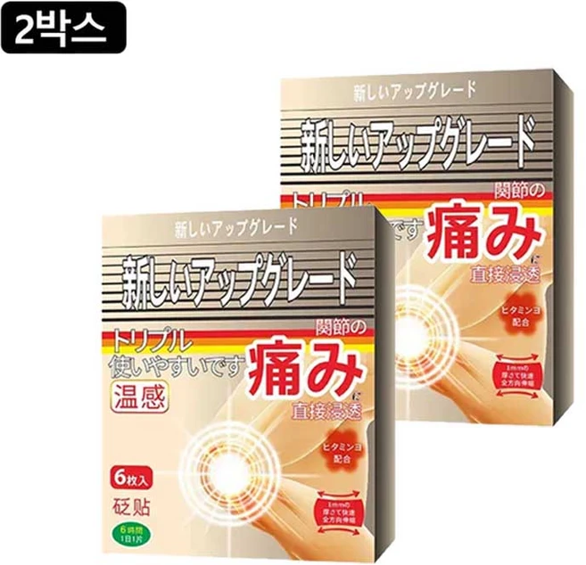 1+1 통증 완화 관절 패치 미쓰이약업 냉찜질 온찜질 무릎 어깨 목 파스, 6매/박스 × 2개 - 쿠팡