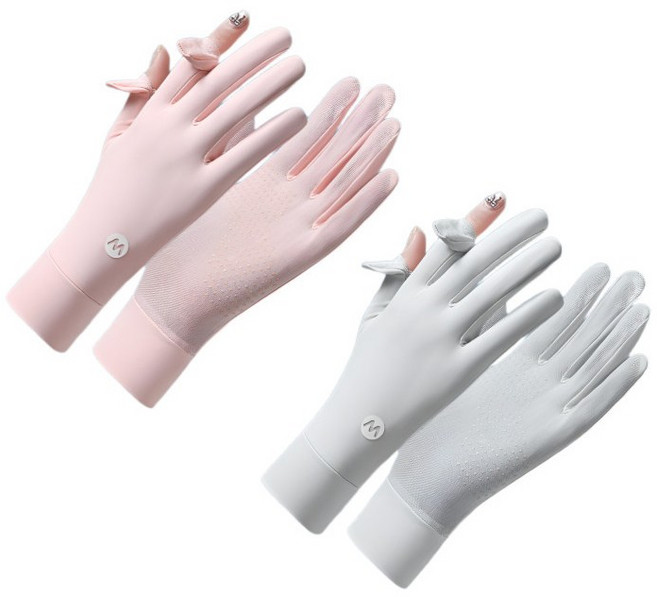 미블룸 여성 논슬립 매쉬 자외선차단 다용도 스포츠 장갑 1+1 세트, 핑크+그레이, 1개