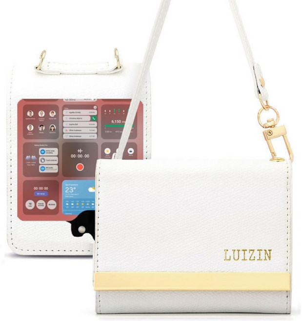 갤럭시 Z플립6 _ 루이진 심플백 지폐1칸+카드4장 수납 지갑형 케이스 + 핸드스트랩