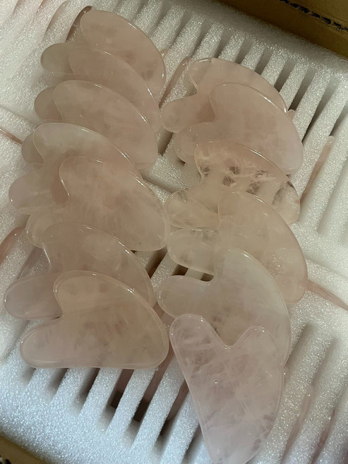 粉水晶 玉石 刮痧板 面部美容 撥筋棒 加厚款, 1個, 如圖所示