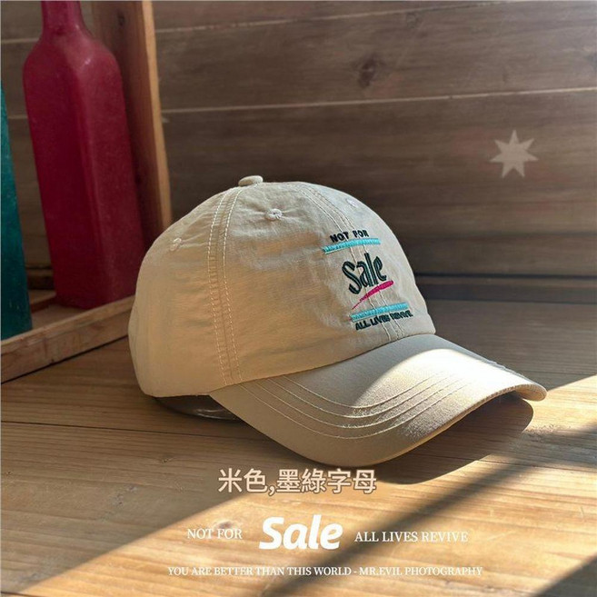 韓系字母尼龍速乾鴨舌帽 男女夏季戶外防曬加大頭圍