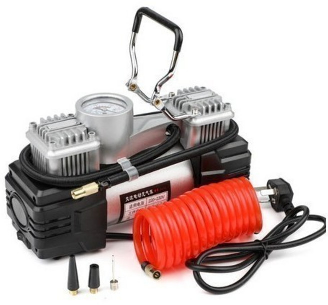 220V 가정용 이중 실린더 소형 공기 펌프 다용도 에어 컴프레셔, 이중실린더 도구 상자(돼지코플러그), 1개