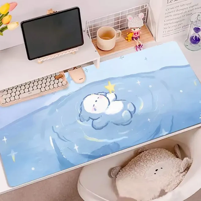 가죽 책상 패드 마우스 보호대 미끄럼 방지 귀여운 곰 오리 블루 대형 가정 및 사무실 매트 노트북, A, 21X26CM