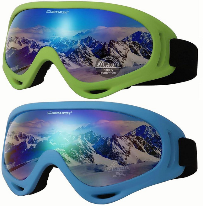 OUTDOORSPARTA 스키 고글 5. 그린 프레임 멀티 컬러 렌즈 블루 [호환], 5. 그린 프레임, 멀티 컬러 렌즈, 블루 프레임, 멀
