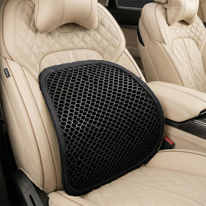 해비토리 차량용 허리쿠션 허리등받이 메쉬쿠션, 블랙, 1개