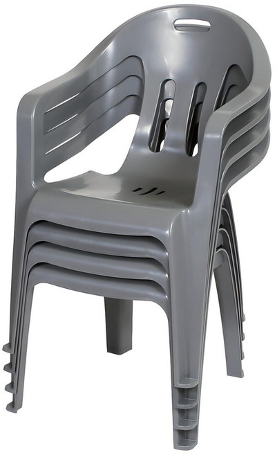 지오리빙 팔걸이 플라스틱의자 4개, 그레이