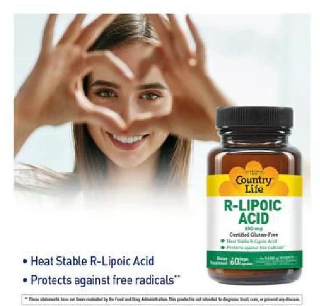 컨트리라이프- R-리포산 알파리포산 100mg 베지 캡슐 60정 2개월분, 1개 - 쿠팡