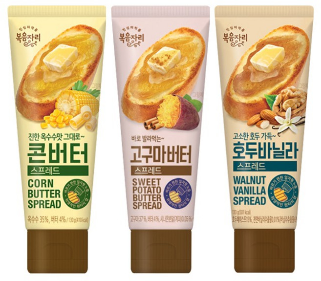 복음자리 짜먹는 스프레드 콘버터 +고구마버터 +호두바닐라 (총3개), 130g, 3개