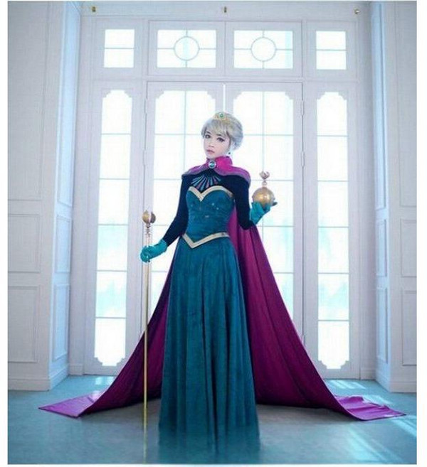 겨울왕국 엘사 코스프레 공주 드레스 코스튬 성인 어린이 여성 연극 무대 의상