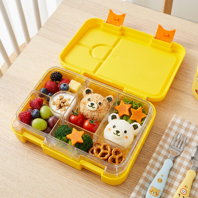 리틀그립 야미박스 어린이집 소풍 도시락통 피크닉 도시락 꾸미기, 1개, 옐로우