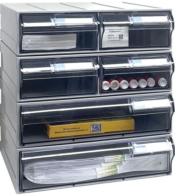 [국내생산 완제품] 시스템 멀티박스 부품 정리함 투명 조립식 수납함 멀티박스301 302 303, 1개, 303 4단