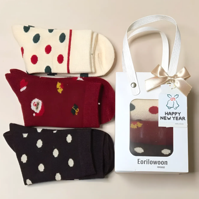 어리로운 여성 캐시미어 크리스마스 양말 선물세트 3켤레