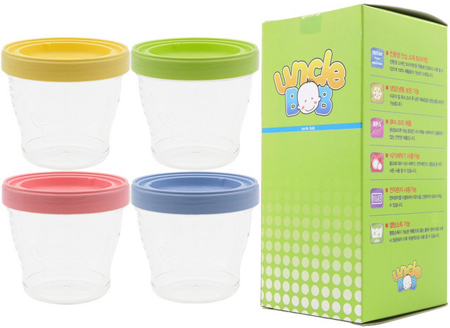엉클밥 트라이탄 이유식 용기, 4세트, 180ml