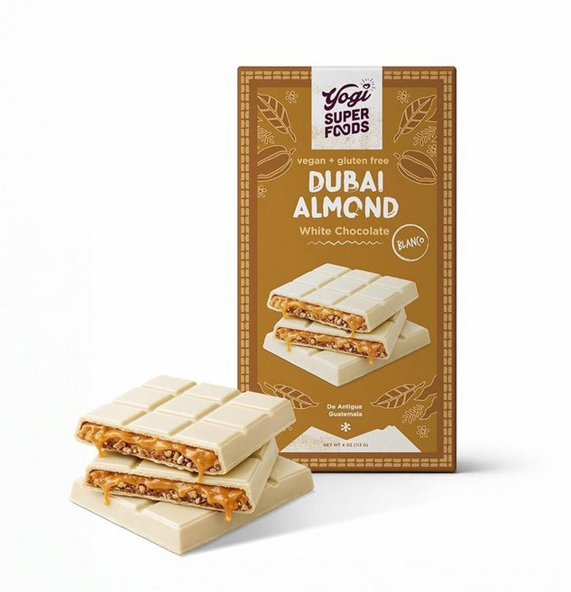 Yogi SUPER 슈퍼 FOOD 푸드s 두바이 화이트 초콜릿 아몬드 - 비건 글루텐 프리 디저트 버터 카타이피 크런치 및 로스트 피스 포함 아가베가 들어 코코넛 밀크 1팩, White Chocolate Almond
