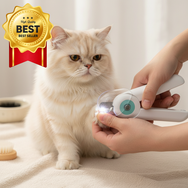 LED 혈관보이는 고양이 손톱깍이 강아지 손톱깍이, 1개, 핑크