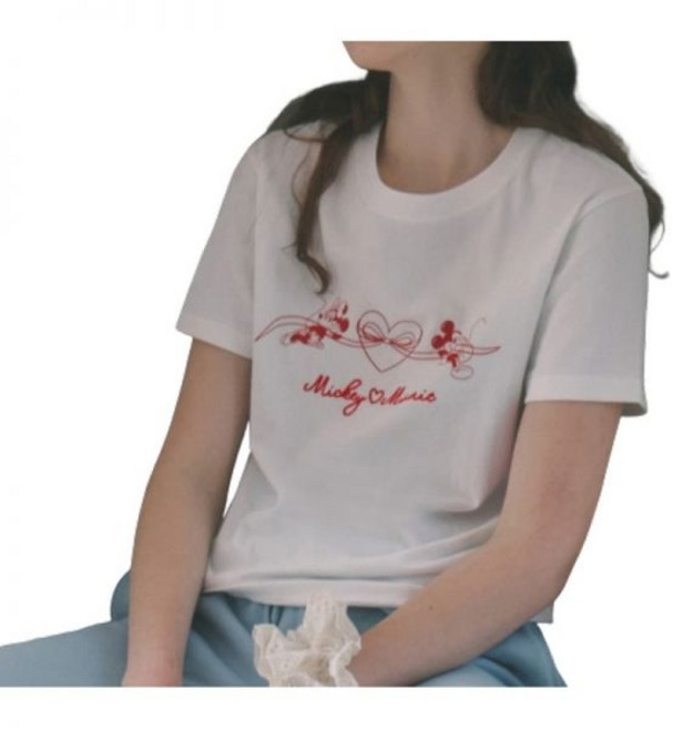 CGP [디즈니] 미키마우스 하트 미니마우스 반소매 티셔츠_화이트