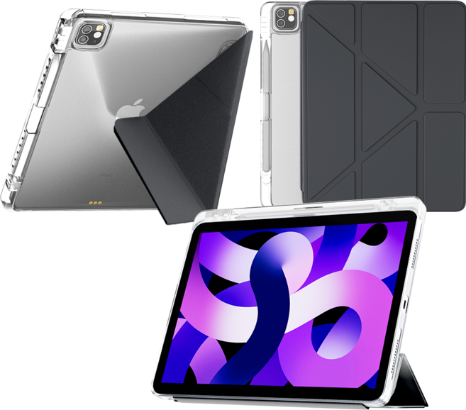 JAMJAKE 스마트 커버 Y형 아이패드 케이스 펜슬 수납 반투명 태블릿PC 보호케이스, 아이패드 프로 6/5/4/3 세대 11, 블랙, 1개