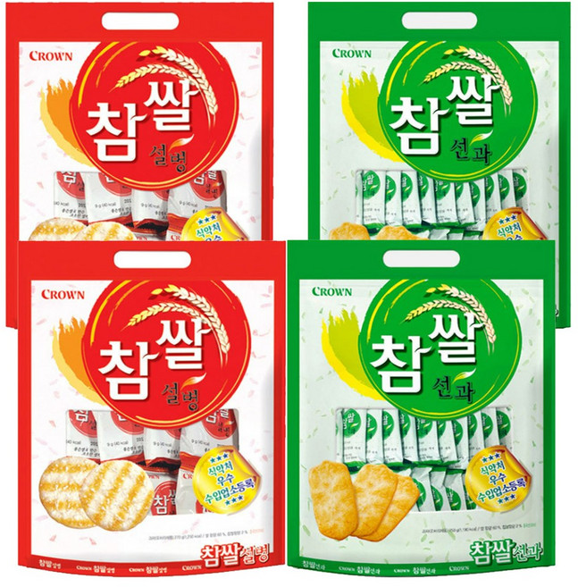 크라운 참쌀선과 253g * 2 + 참쌀설병 270g * 2 세트, 1세트