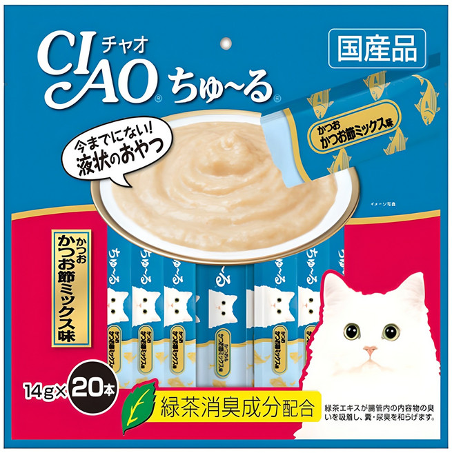 챠오츄르 고양이 짜먹는 간식, 혼합맛(가다랑어/가츠오부시), 14g, 20개