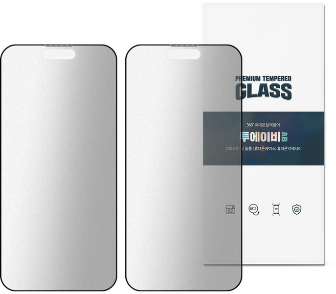 아이폰 지문방지 저반사 풀커버 정전기 방지 더스트 가드 강화유리 2p 세트, 1세트