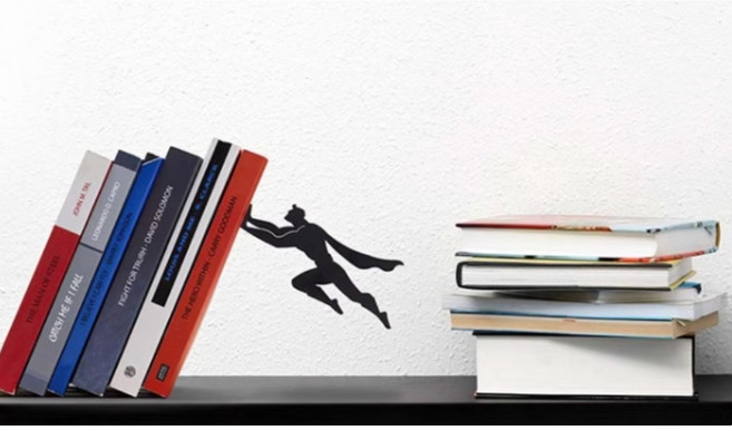 엑사랩스 슈퍼맨 북엔드 지지대 자석 책꽂이, 블랙