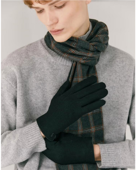 헤지스 남성 블랙 베이직 울 장갑 (스마트터치)