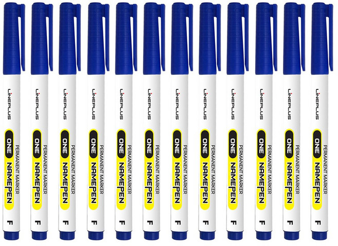 라인플러스 원네임펜 12개입 1타, 파랑, 12개