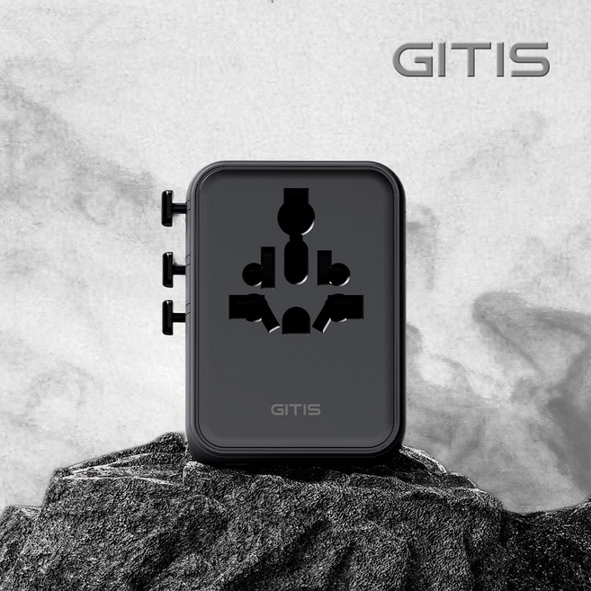지티스 100W 고성능 초고속 여행용 멀티어댑터 2500W 고전력, 1개, 블랙(GT-1000PB)