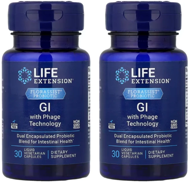 라이프 익스텐션 플로라시트 GI 파지 테크놀로지 Life Extension Florassist GI Phage Technology 30정 2개 - 쿠팡