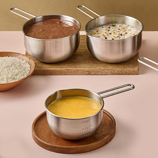 [쿠커스 판다] 스텐 계량 멀티팟 냄비+뚜껑 세트 / 눈금 각인 스탠 믹싱볼 /한국 국내생산/편수 라면냄비 이유식 냄비 밀크팬 [에비히슈테른 레카], 멀티팟 단품 [20cm] 2500ml, 1개, 20cm