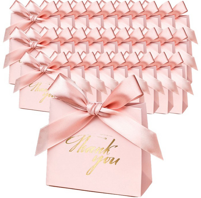 키즈브릭스 답례품 구디백 리본 선물 상자 30세트, 오픈형 핑크 M